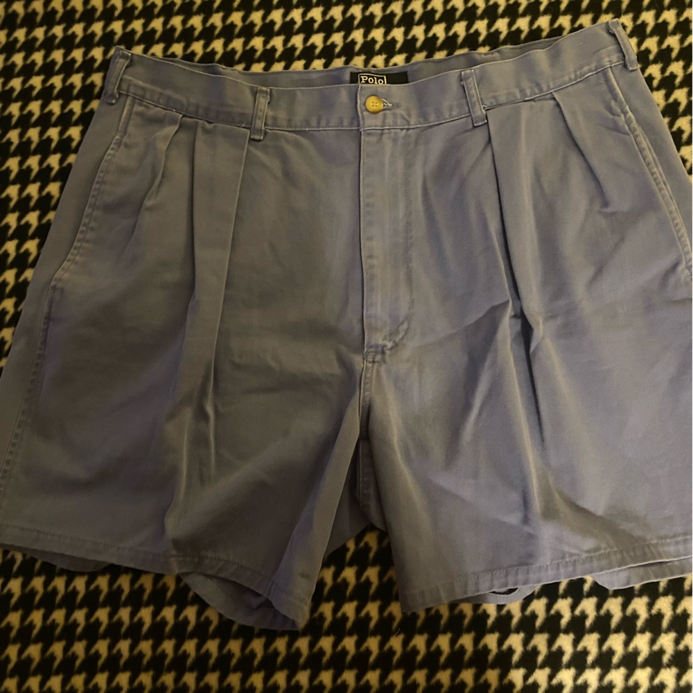Vintage 90s Polo Ralph Lauren Pleated Blue Chinos Shorts Mens periwinkle color